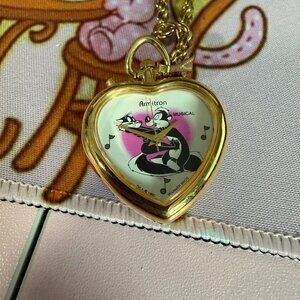 Armitron Pepe Le Pew and Penelope Musical Heart Watch Necklace